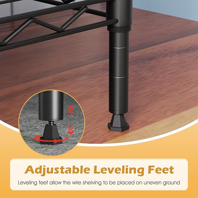 PayLessHere 4 Tier Shelving Unit 13.4" D× 35W×53.7" H Metal Shelving Standing Storage Shelf with 4 Steel Frame Adjustable Layer Racks Metal Commercial Shelf for Kitchen, Garage (Black)