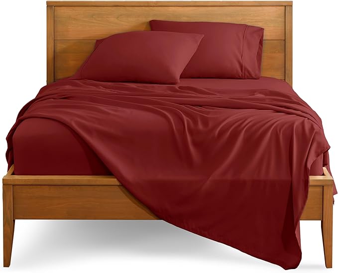 Bare Home California King Sheet Set - 1800 Ultra-Soft Microfiber Cal King Bed Sheets - Double Brushed - Deep Pockets - Easy Fit - 4 Piece Set - Bed Sheets (Cal King, Rosewood)