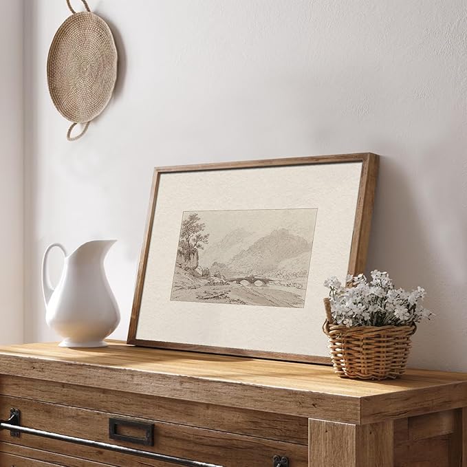 uniro Neutral Gallery Wall Art Prints, Farmhouse Landscape Sketch Wall Painting Canvas Prints, Rustic Nature Oil Painting, Antique Moody Neutral Landscape Aesthetic Wall Decor Vintage Art Pictures for Bedroom Bathroom Decor( 8" x 10"-UNFRAMED)