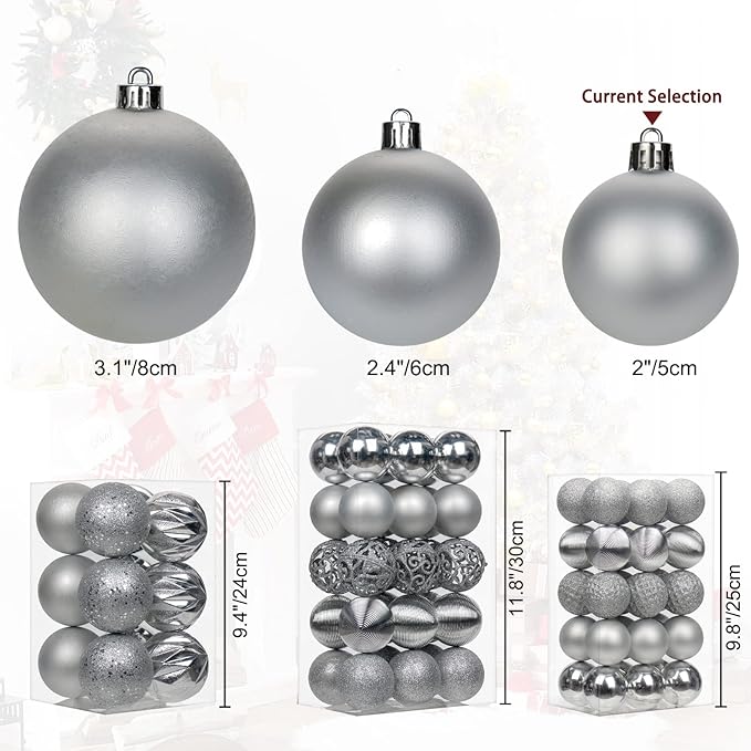 30PCS 2" Christmas Ball Ornaments Shatterproof Gold Christmas Tree Decorations Xmas Tree Balls Halloween Ornaments Décor