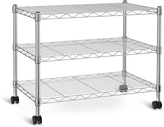 HealSmart 3-Tier Heavy Duty Storage Shelving Unit,Chrome,24.02" D x 13.78" W x 21.97" H inch, 1 Pack