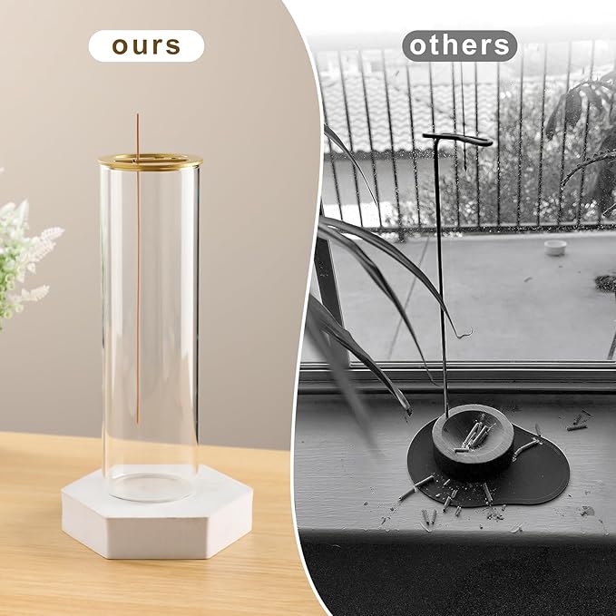 Incense Holder, 2 in 1 Incense Burner for Sticks, Ash-Proof Glass Incense Burner for Meditation Yoga Spa Room Decor