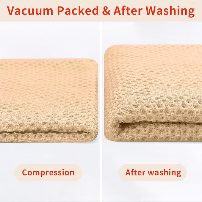 Homaxy 100% Cotton Kitchen Towels and Dishcloths Set, 12 x 12 Inches and 13 x 28 Inches, Set of 8 Bulk Kitchen Towels Set, Ultra Soft Absorbent Dish Cloths for Washing Dishes, Apricot