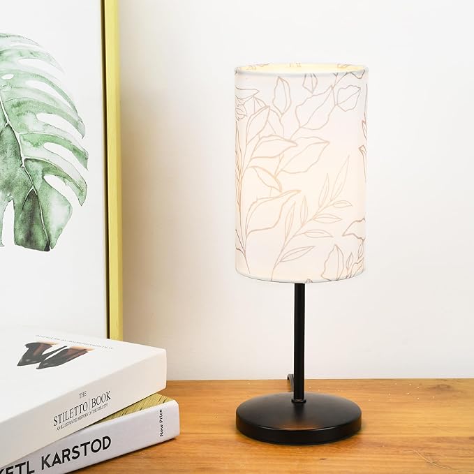 Lampwell Alee Small Modern Table Lamp Set of 2, Black Flower Night Lamp for Living Room & Bedroom, 4.33H12.21IN, Bulb Excluded