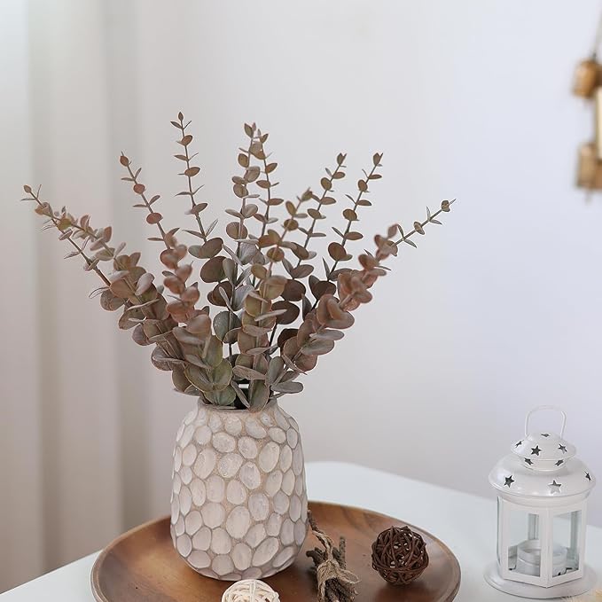 YXZZWL 110 Pcs 5 Kinds Mixed Artificial Eucalyptus Stems and Faux Berry,Autumn Fake Eucalyptus Leaves Stems Bulk Branches for DIY Bouquets Floral Arrangement Wedding Home Fall Decorations (Orange)