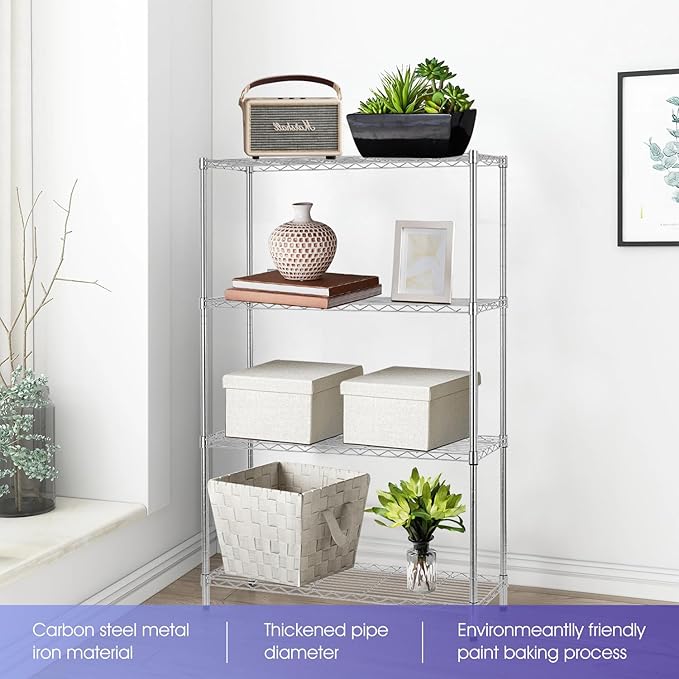 PayLessHere | 4-Tier Wire Shelf | 36"x14"x54" | Chrome | Adjustable Racks | Heavy-Duty Storage Shelves, Holds Upto 1000 lbs | Rust-Resistant, No-Tool Assembly | for Home, Garage Shelving