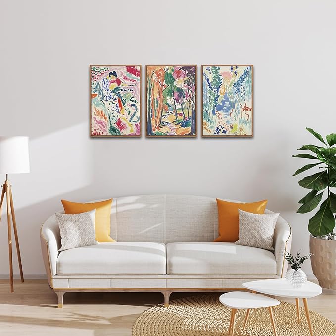 CHDITB Matisse Gallery Framed Canvas Wall Art Set, Large Museum Exhibition Wall Decor, Abstract Matisse Garden Wall Painting, Modern Aesthetics Forest Art Prints For Living Room Bedroom Office 16"X24"