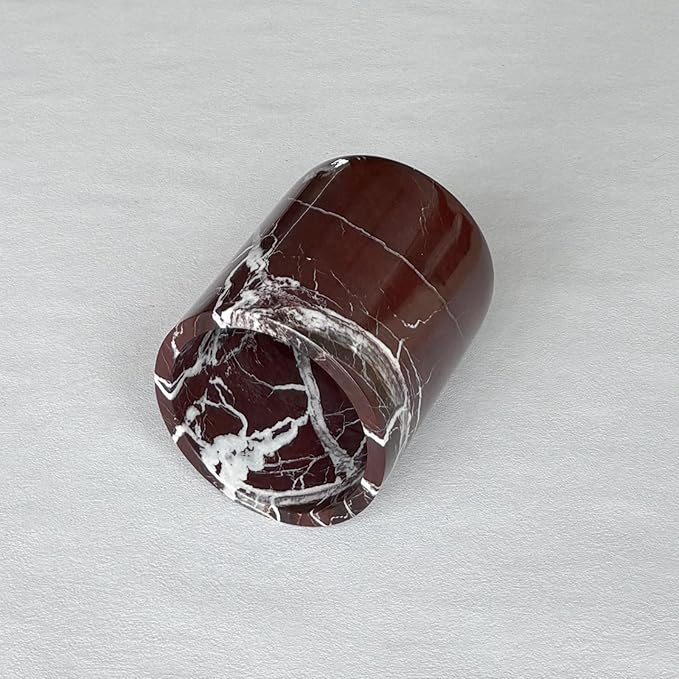 Handmand Natural Marble with Holes Stone Vintage Kitchen Utensil Holder - 5.1" D X 6.3" H Kitchen Counter Organizers and Storage Tool Crock (Rosa Levanto Marble)