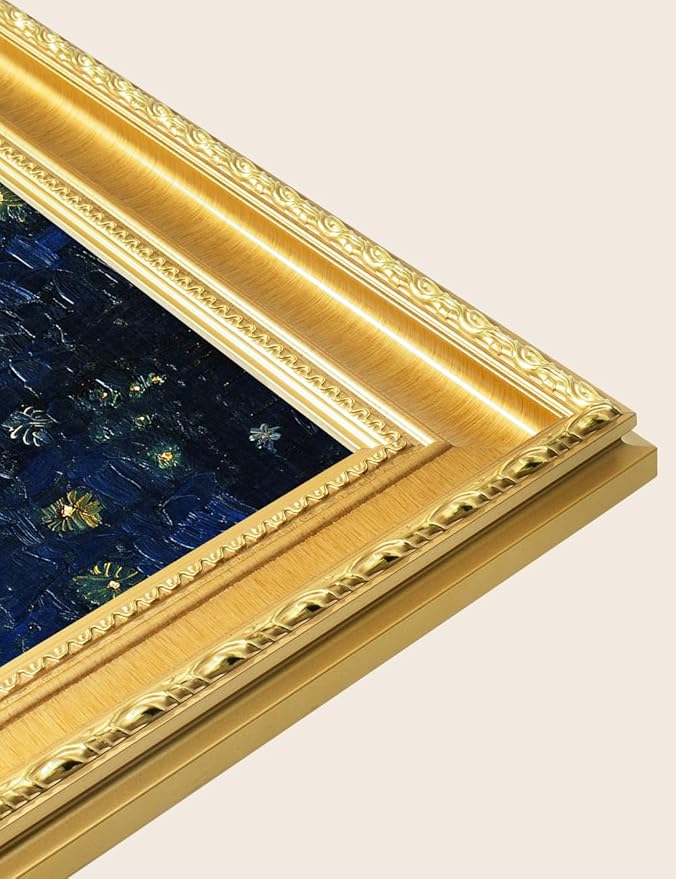 DECORARTS - Vincent van Gogh's Starry Night Over the Rhone. Museum-Quality Giclee Print on Cotton Canvas, Ornate Gold Solid Wood Frame, Framed Size: 34.75x28.75 in, Made in USA