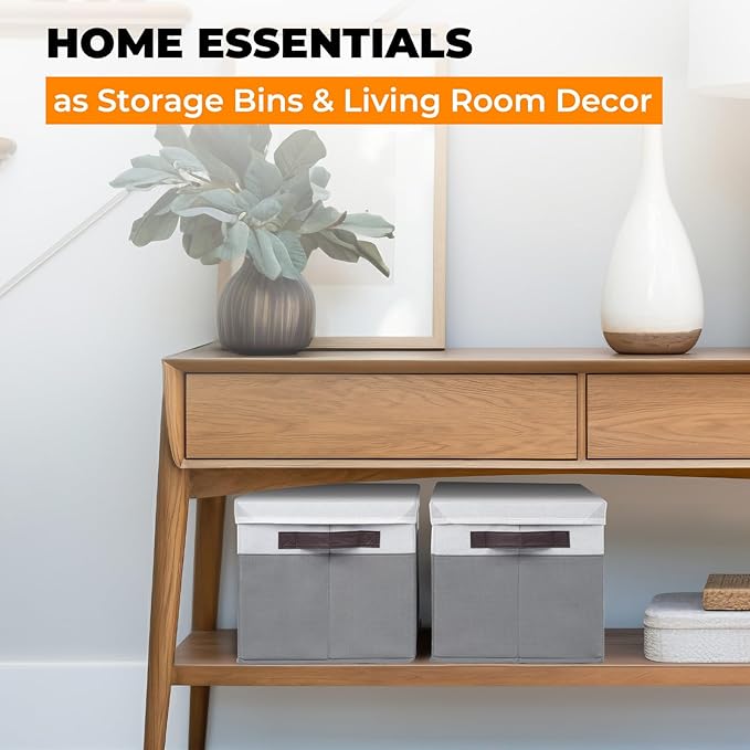 Extra Large Storage Baskets with Lids 4 Pack, 33 QT Blanket Basket for Organizing/ Stackable Decorative Closet Organizers and Storage Box for Clothes Towels/ Toy Organizers Bins with Handles/ 16x12