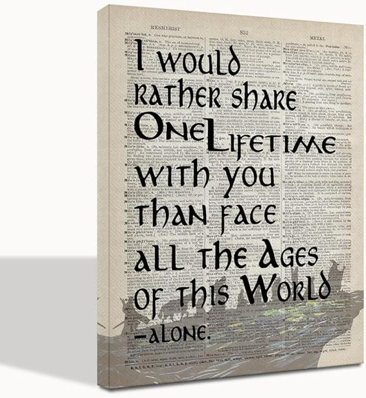 Lord of the Rings Gifts: Framed 'I Would Rather Share One Lifetime - Arwen' Poster, 8x10 inch Canvas Wall Art for LOTR Birthday Decor