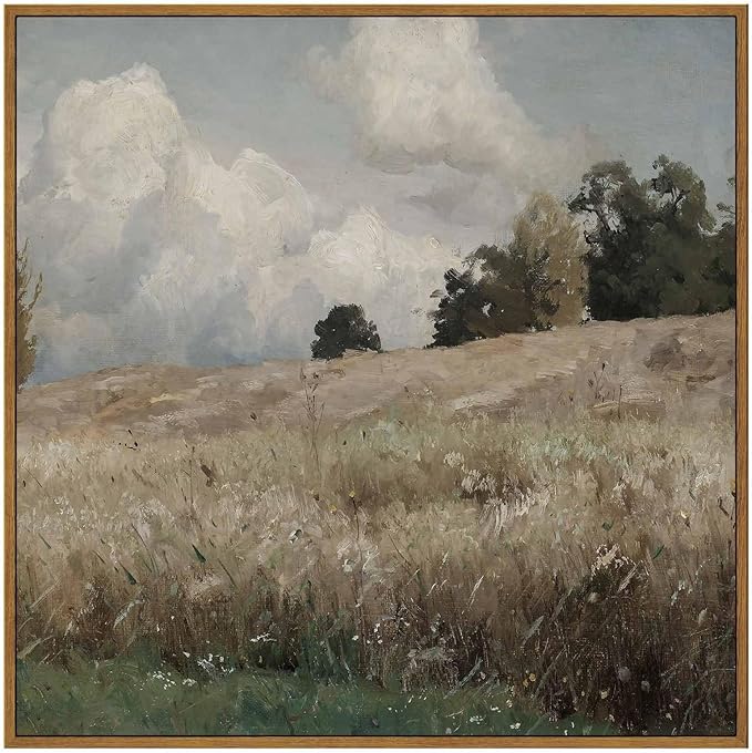 InSimSea Square Framed Canvas Wall Art, Large Decor Corn Field Countryside Paintings, Country Scenery Wall Pictures for Bedroom Bathroom, Canvas Prints Artwork, Vintage Farmhouse Decor 20"x20"