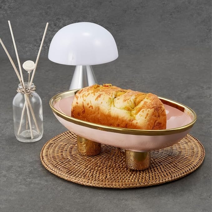 Ceramic Fruit Bowl – 10” Pink Decorative Bowl for Kitchen Counter – Modern Pedestal Bowl, Fruit Bowls, Catch All Bowl, and Fruit Basket for Kitchen Counter