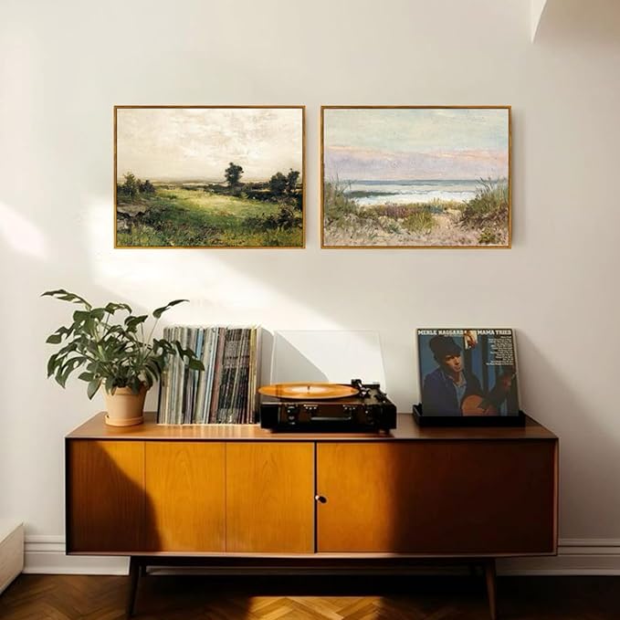 crmotu Beach Framed Wall Art, Coastal Landscape Canvas Prints, Ocean Wave Vintage Wall Decor, Nature Scenery Rustic Wall Paintings for Living Room Bedroom Bathroom Kitchen Decorations 20x30in