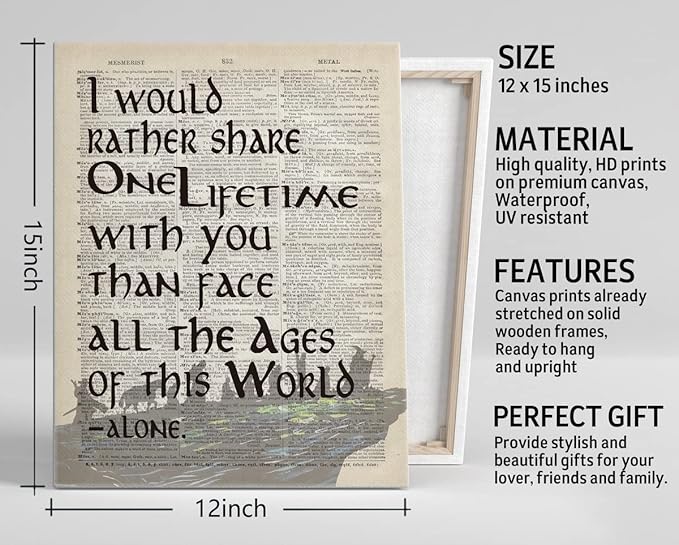 LOTR Poster, Gift for LOTR Decor, LOTR Gifts, I Would Rather Share One Lifetime - Arwen, Inspirational Wall Art, LOTR Canvas Prints Poster Wall Decor, Canvas Wall Art for Home Decor, 12x15