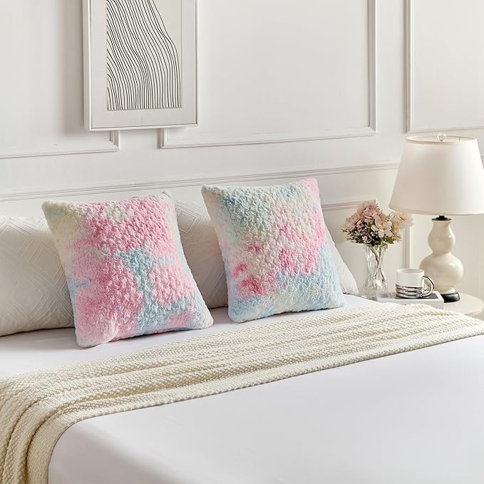 FUTEI Yellow Decorative Throw Pillow Covers 12x20 Inch Set of 2,Soft Cozy Colorful Rose Swirl Texture Pillowcase,Modern Home Decor for Couch Sofa Bed Living Room