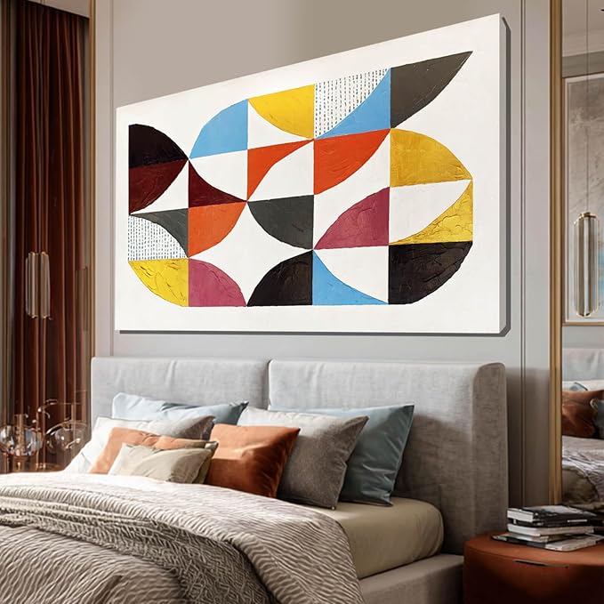 Gold Wall Art White Wall Decor Blue Poster Picture Colorful Canvas Pictures Geometric Pink Artwork Large Arts for Living Room Bedroom Home Office 24"x48"