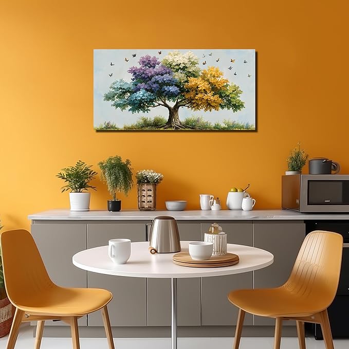 Kepgonegu Large Tree of Life Wall Art for Living Room Landscape Canvas Prints Colorful Butterfly Art for Bedroom Home Office Size 20x40