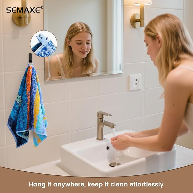 SEMAXE Hand Towels for Bathroom, 100% Cotton Towels with Hanging Loops, Soft and Absorbent, 4 Pack Hand Towel Set for Gym, Shower, Hotel, Spa and Kitchen, Colorful Towel - The Starry Night Collection