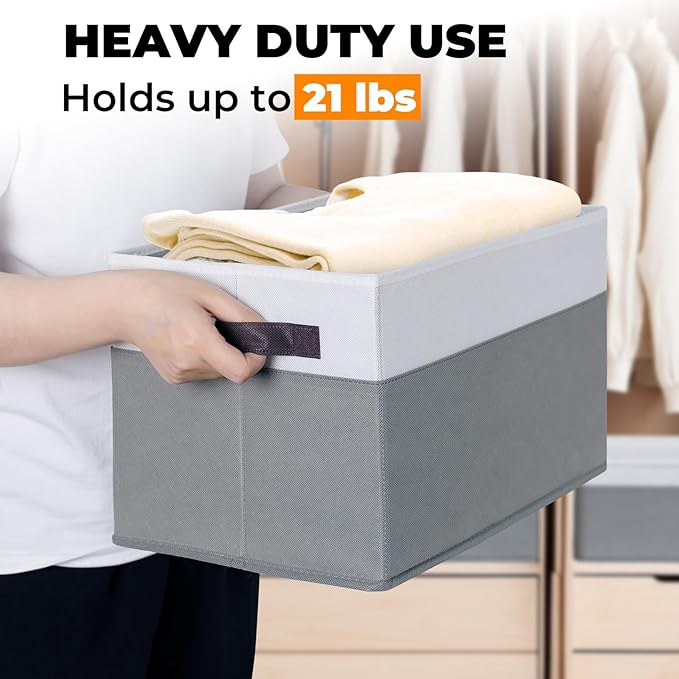 Criusia 8 Pack Closet Storage Bins with Lids - Stackable Storage Baskets for Organizing Clothes Toys Blankets - Odorless for Baby Nursery Organization and Storage Boxes Totes for Bedroom Dorm Room