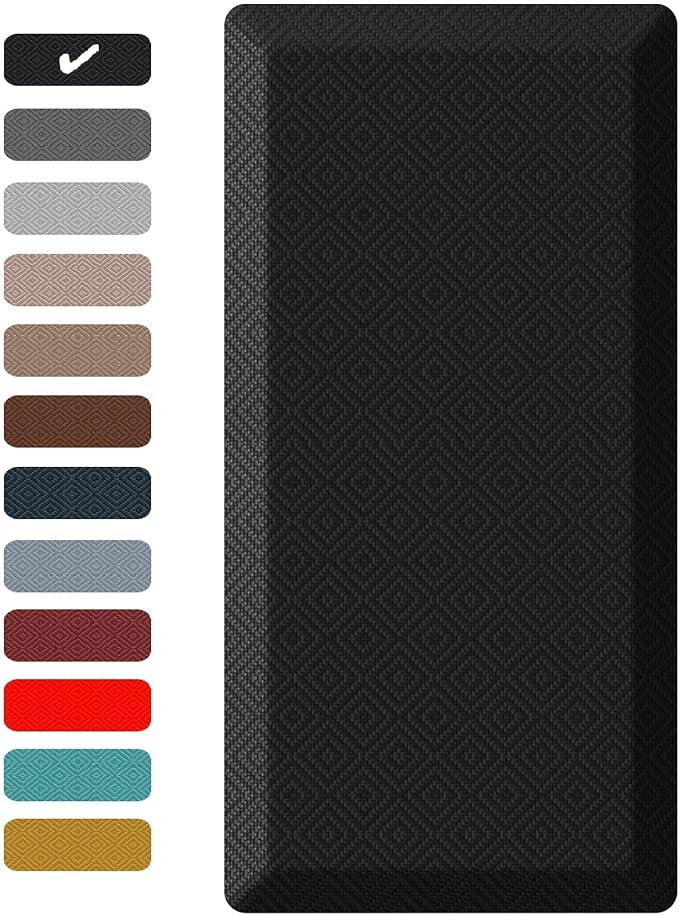 Ophanie Kitchen Mats for Floor, 3/4 Inch Thick Kitchen Rugs, 24 x 70 Anti Fatigue Standing Cushioned Mat, Waterproof,Comfort Ergonomic Mat for Office, Home, Sink, Black Non-Slip Bottom