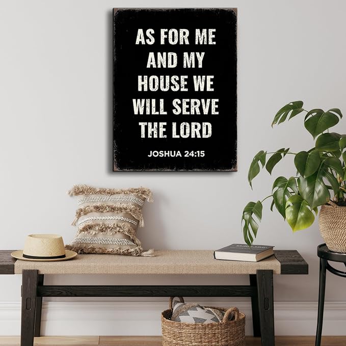 Bible Verse Scripture Wall art Joshua 24:15, As for Me and My House We Will Serve The Lord, with God All Things Are Possible, God Is Within Her She Will Not Fall, Christian Wall Decor for Prayer, Room living room, bedroom. A-404