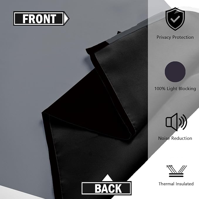 Black Grey Short Blackout Curtains 45 inch Length 2 Panels Set White Grey Modern Abstract Geometric Drapes for Kitchen Black Out Curtains Insulated Room Darkening Small Window Curtains, 42Wx45L