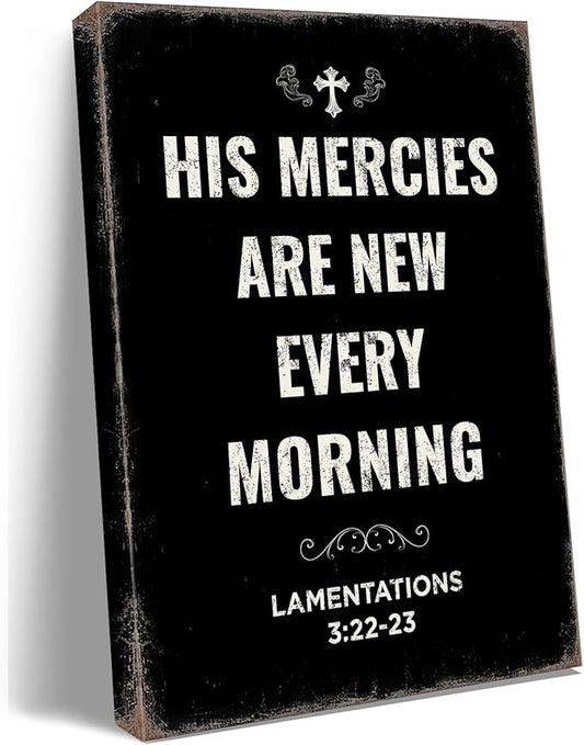 Ploceiny Christian Wall Art His Mercies Are New Every Morning 3:22-23 - Bible Verse Print for Bedroom, Living Room, Office & Prayer Room - Farmhouse Style wall art.A-429