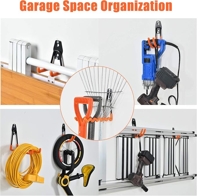 AOBEN Garage Hooks Heavy Duty Hooks for Garage Storage Wall Mount Garage Hanger & Organizer Hook (24PCS)-Orange
