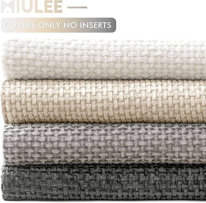 MIULEE Pack of 4 Couch Throw Pillow Covers 20x20 Inch Gray Soft Decorative Chenille Pillow Covers Farmhouse Accent Cushion Covers for Boho Home Decor Sofa Bedroom Living Room