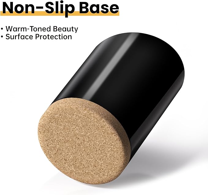 Large Ceramic Utensil Holder for Kitchen Counter, Modern Crock with Slanted Top & Cork Mat, for Spatulas & Cooking Spoons, Black