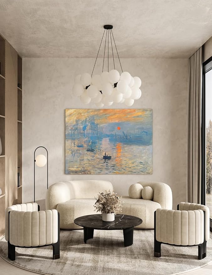 DECORARTS - Impression, Sunrise by Claude Monet, Museum-Quality Giclee Canvas Print, Wall Art Reproduction, 40" W x 30" H, Made in USA