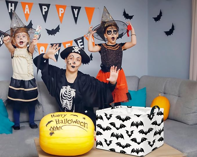 CLOCOR Rectangular Bat Storage Basket Empty,Collapsible Fabric Storage Container,Room Decor, Gift Basket(Bat)