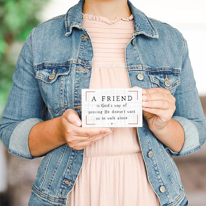 Simply Said, INC Small Talk Friendship Sign, A Friend is God's Way of Proving He Doesn’t Want Us to Walk Alone, 5.25 inch Wood Plaque, Made in USA