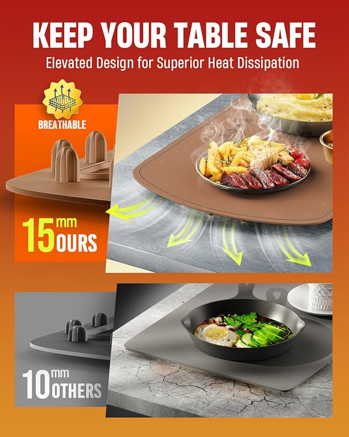 Warming Mat for Food, VEPOKA Food Warmer Mat for Countertop, Electric Warming Tray with 7 Temp Levels & Auto Shut-Off, Food Warmers for Parties, Ideal Gift for Kitchen & Buffet Use