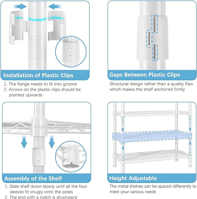 VIPEK V40 Wire Garment Rack Heavy Duty Clothes Racks for Hanging Clothes, Multi-Functional Bedroom Clothing Racks Freestanding Closet Wardrobe Rack, 76" L x 15.7" W x 76.4" H, Max Load 1110lbs, White