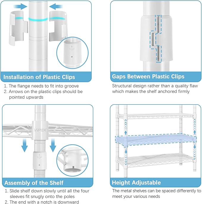 VIPEK V50 Extra Large Portable Closet Rack Bedroom Armoire Freestanding Wardrobe Closet, Heavy Duty Multi-Functional Metal Clothing Rack for Hanging Clothes, Max Load 1300lbs, White