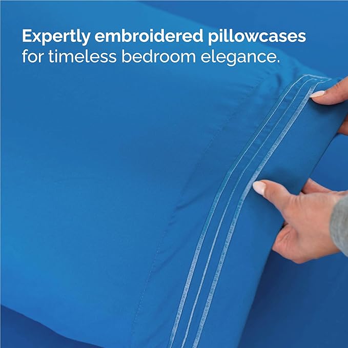 Full Size 4 Piece Sheet Set - Comfy Breathable & Cooling Bed Sheets Set - Hotel Luxury Bedding for Women, Men, Kids, Teens, Boys & Girls - Deep Pockets, Soft and Wrinkle Free - Oeko-Tex - Royal Blue