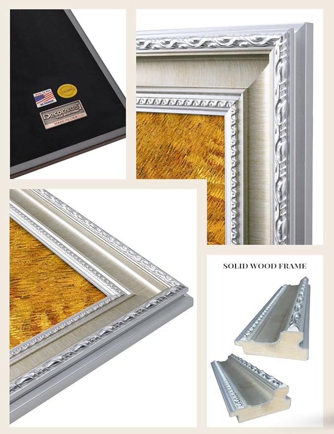 DECORARTS - Noon: Rest from Work by Vincent van Gogh, Museum-Quality Giclee Canvas Print with Silver Solid Wood Frame, 34.75 x 28.75 in, Ready to Hang, Made in USA