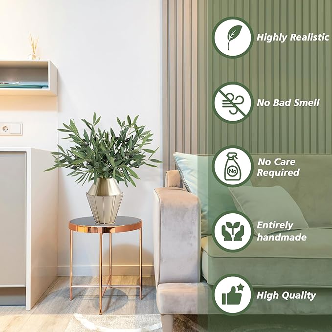 Faux Plants Olive Leaves Stems Artificial Plants Olive Tree Branches for Small Vase Tabletop Greenery Decor for Home Decor Office Wedding Party 19.6” （4pcs）