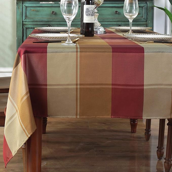 Square Tablecloth Checkered Style Polyester Table Cloth Spillproof Dust-Proof Wrinkle Resistant Heavy Weight Table Cover for Kitchen Dinning Tabletop (Square, 52" x 52" (2-4 Seats), Red)