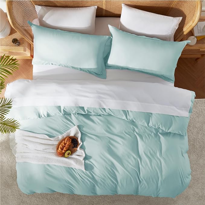 Nestl Light Blue Duvet Cover King Size - Soft Double Brushed King Duvet Cover Set, 3 Piece, with Button Closure, 1 Duvet Cover 104x90 inches and 2 Pillow Shams
