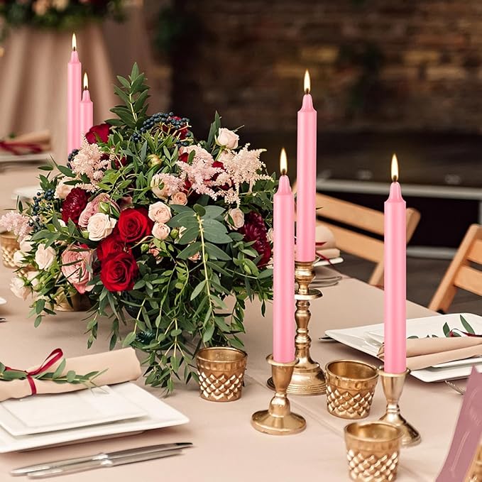 Set of 40 Pink Candles – Premium Mini Taper Candles for Valentine's Day,Wedding,Rituals, Prayer, Birthdays, Meditation, Altar -0.5X4 Inch Tall, Unscented (Pink)