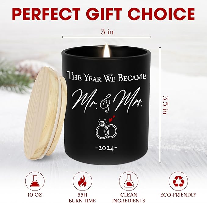 Wedding Gifts for Him Her - Long Lasting Vanilla Lavender Scented Candle 10oz - Wedding Anniversary 1st Married Mr and Mrs Gifts Women Bride for Couples 2025