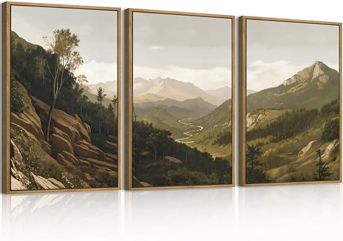 ANHUIB Mountain Wall Art Nature Mountain Ridge Wall Decor Woodland Landscape Painting 16x24 Inch for Living Room Bedroom Dining Room