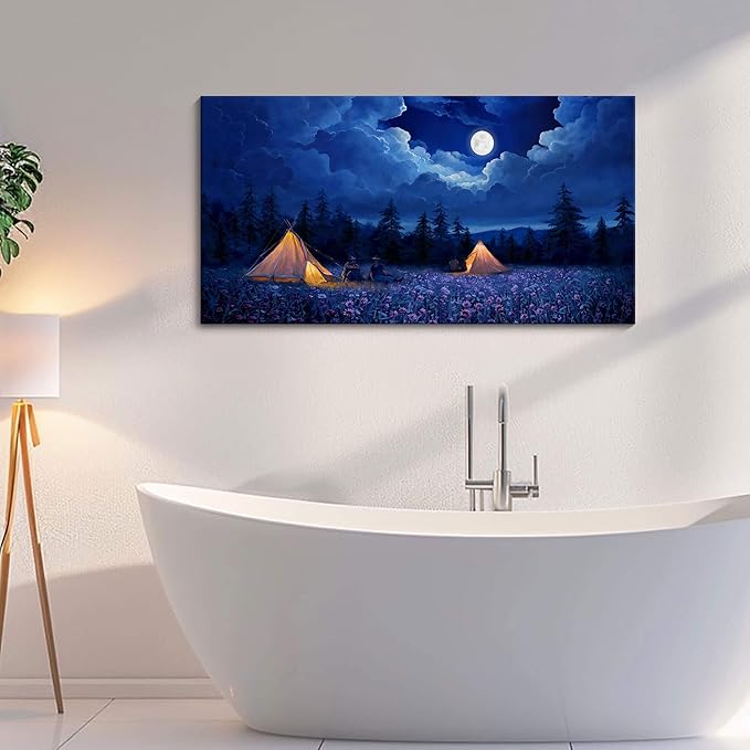 Landscape Canvas Wall Art Wall Decor Bedroom Pictures Wall Decoration Dark Blue Artwork Large Size Modern Painting Framed Pictures For Living Room Home Kitchen Office