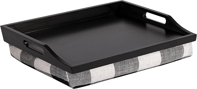 ROSSIE HOME Wood Bed Tray Lap Desk with Detachable Cushion, Serving Tray - Buffalo Check - Fits up to 15.6 Inch Laptops - Style No. 76108