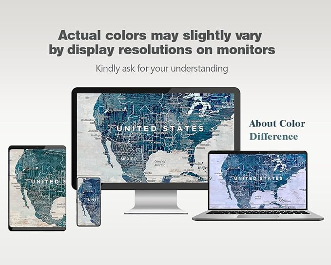 Office Wall Decor Large Wall Art for Living Room Canvas World Maps Framed Artwork for Walls Picture Paintings for Home Wall Decorations