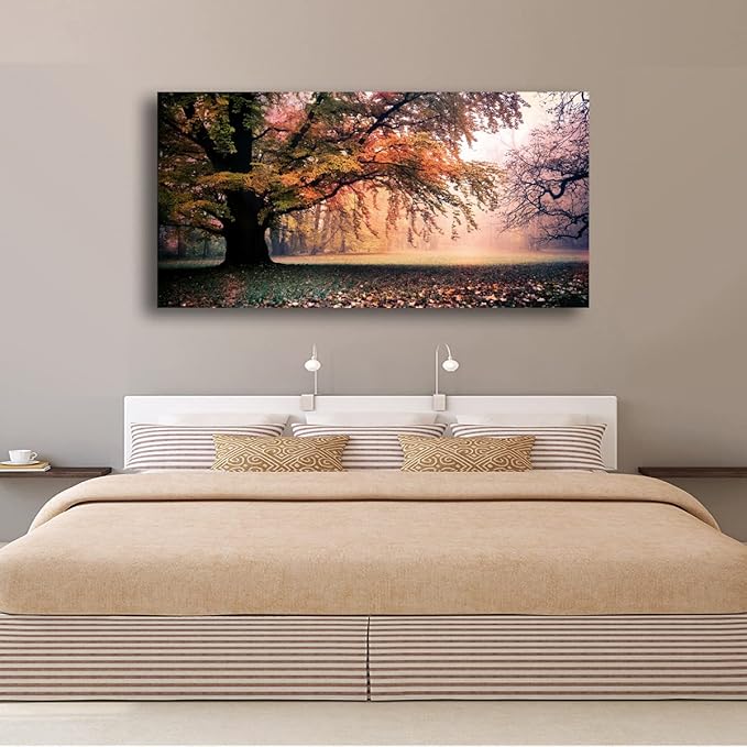Tree of Life Wall Art Canvas Prints Natural Scenery Picture Home Decor Colorful Forest Paintings for Living Room Bathroom Bedroom Kitchen Decorations 20x40 Wooden Frames Landscape Artwork