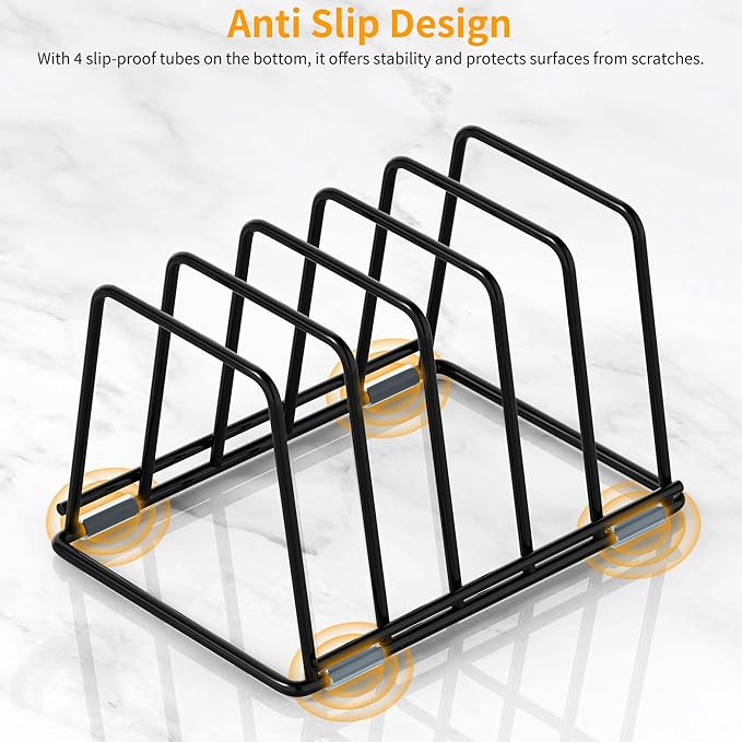 Cutting Board Organizer Kitchen Organizer Rack for Cutting Board, Bakeware, and Cookie Sheet, 5-Slot Heavy-Duty Steel Cookware Holder,Rust-Resistant with Anti-Slip Feet (1, Small)